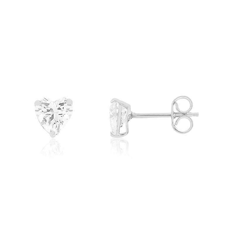 Boucles d'oreilles or 375 blanc zirconia blanc - vue 1