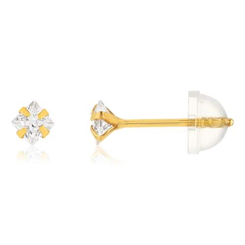Boucles d'oreilles or 375 jaune zirconias blancs