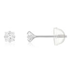 Boucles d'oreilles or 375 blanc zirconias blancs - vue 1