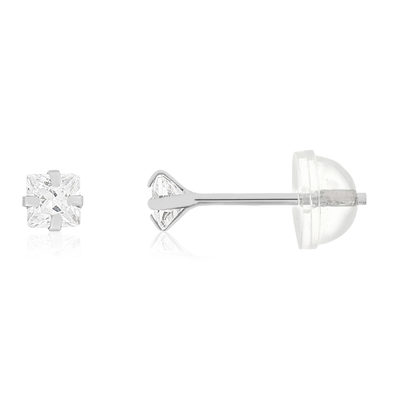 Boucles d'oreilles or 375 blanc zirconias blancs