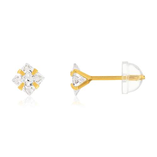 Boucles d'oreilles or 375 jaune zirconias blancs