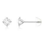 Boucles d'oreilles or 375 blanc zirconias blancs - vue 1