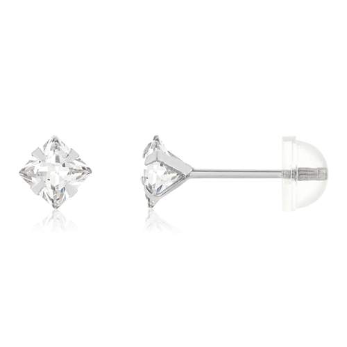 Boucles d'oreilles or 375 blanc zirconias blancs