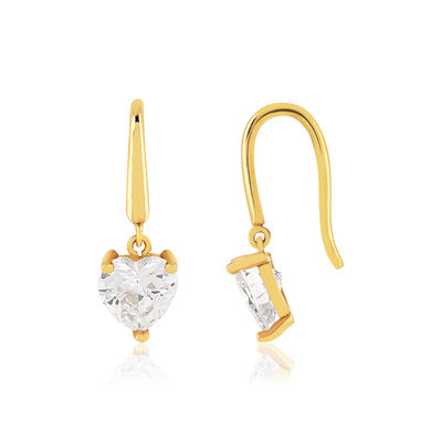 Boucles d'oreilles or 375 jaune zirconias blancs