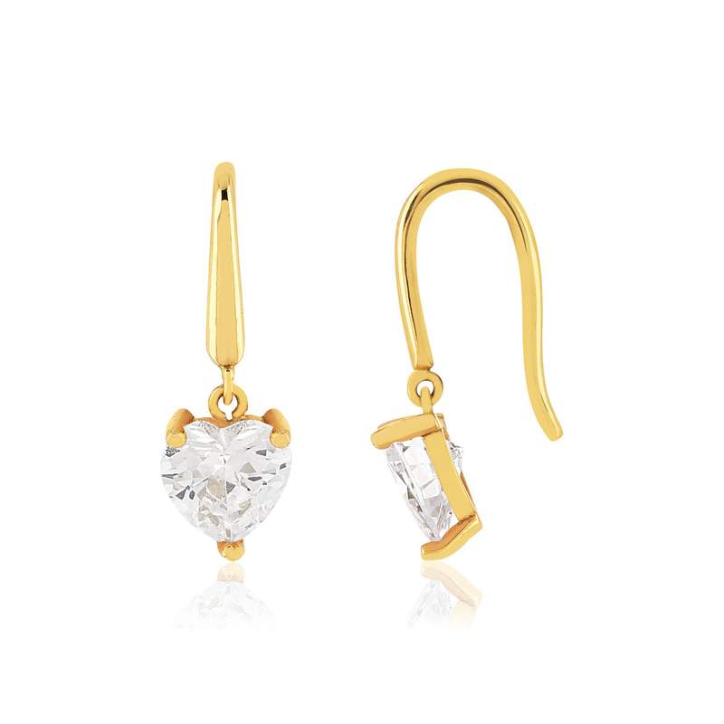 Boucles d'oreilles or 375 jaune zirconias blancs - vue 1