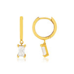 Boucles d'oreilles créoles or 375 jaune zirconias blancs 12 mm - vue 1