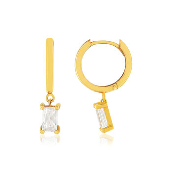 Boucles d'oreilles créoles or 375 jaune zirconias blancs 12 mm