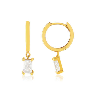 Gold hoop earrings 375 yellow zirconias 12 mm