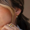 Boucles d'oreilles créoles or 375 jaune zirconias blancs 12 mm - vue Vporté 1