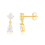 Boucles d'oreilles or 375 jaune zirconia blanc - vue 1