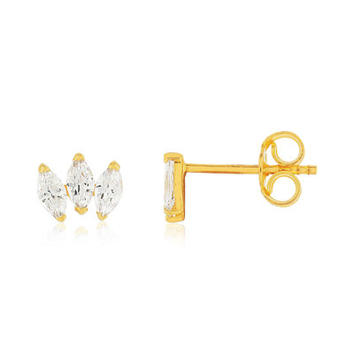 Gold earrings 375 yellow zirconia white