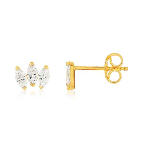 Boucles d'oreilles or 375 jaune zirconia blanc