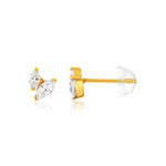Boucles d'oreilles or 375 jaune zirconias blancs - vue 1