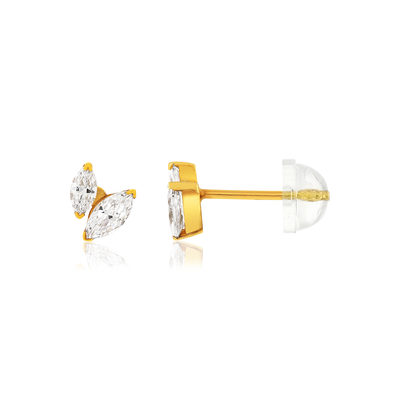 Boucles d'oreilles or 375 jaune zirconias blancs