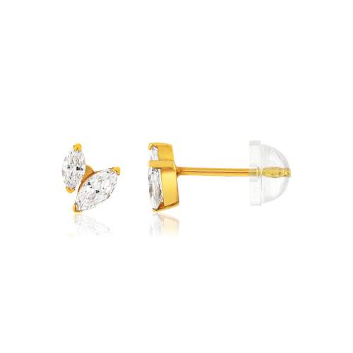 Boucles d'oreilles or 375 jaune zirconias blancs