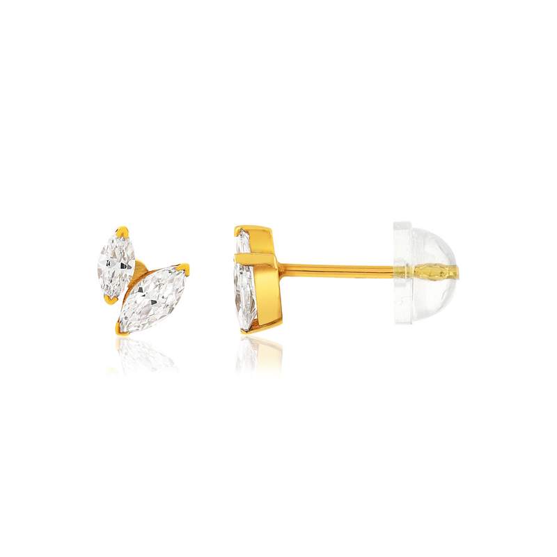 Boucles d'oreilles or 375 jaune zirconias blancs - vue 1