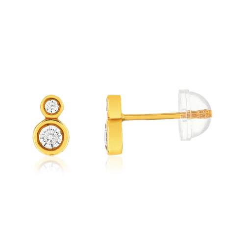 Boucles d'oreilles or 375 jaune zirconias blancs