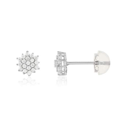 Earrings gold 375 white zirconias