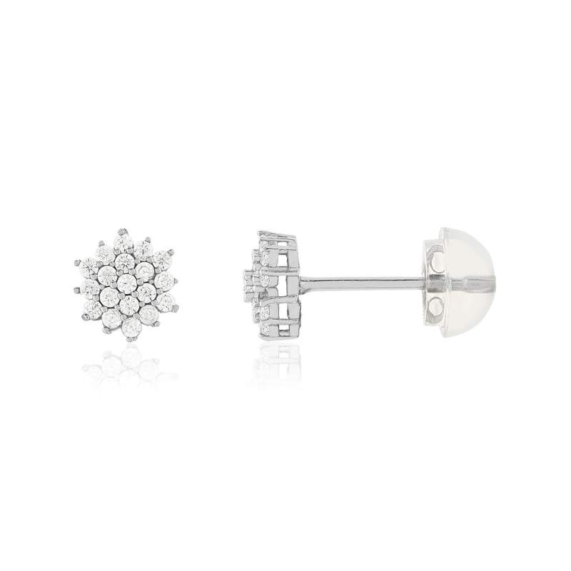 Boucles d'oreilles or 375 blanc zirconias blancs - vue 1