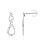 Boucles d'oreilles or 375 blanc zirconias blancs - vue 1