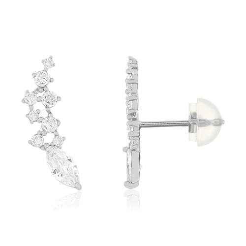 Boucles d'oreilles or 375 blanc zirconias blancs