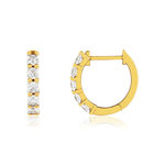 Boucles d'oreilles créoles or 375 jaune zirconias blancs 10 mm - vue 1