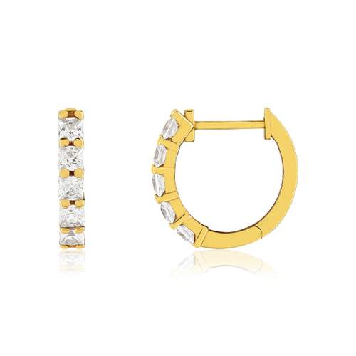 Boucles d'oreilles créoles or 375 jaune zirconias blancs 10 mm