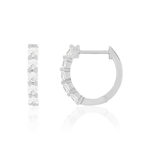 Boucles d'oreilles créoles or 375 blanc zirconia - vue 1