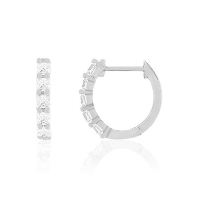 Boucles d'oreilles créoles or 375 blanc zirconia - vue 1