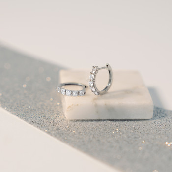 Boucles d'oreilles créoles or 375 blanc zirconia