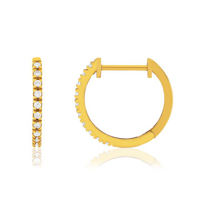 Boucles d'oreilles or 375 jaune zirconias blancs 12 mm
