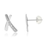 Boucles d'oreilles or 375 blanc diamant - vue 1