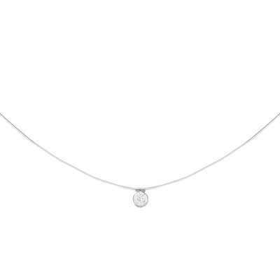 Pendentif or 375 blanc zirconia fil nylon. long. 40.5 cm - vue 1