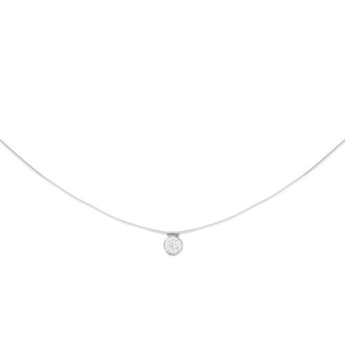 Pendentif or 375 blanc zirconia fil nylon. long. 40.5 cm