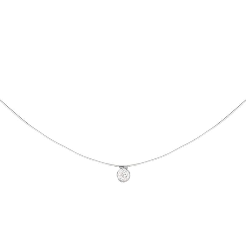 Pendentif or 375 blanc zirconia fil nylon. long. 40.5 cm - vue 1