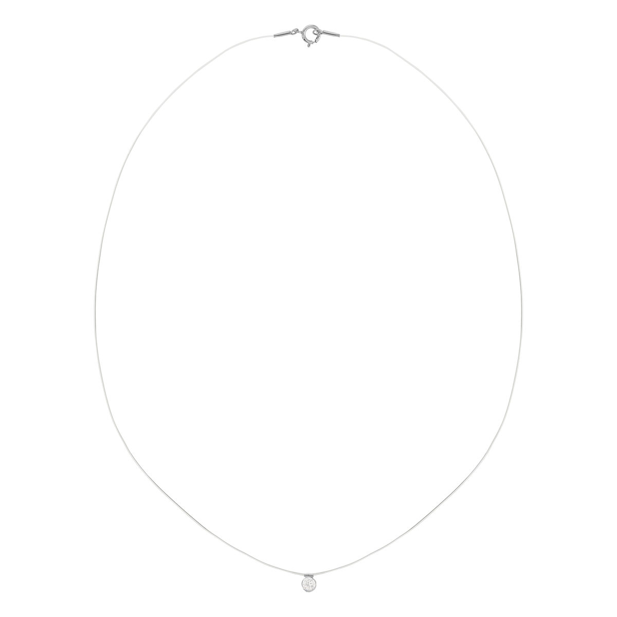 Pendentif or 375 blanc zirconia fil nylon. long. 40.5 cm - vue 2