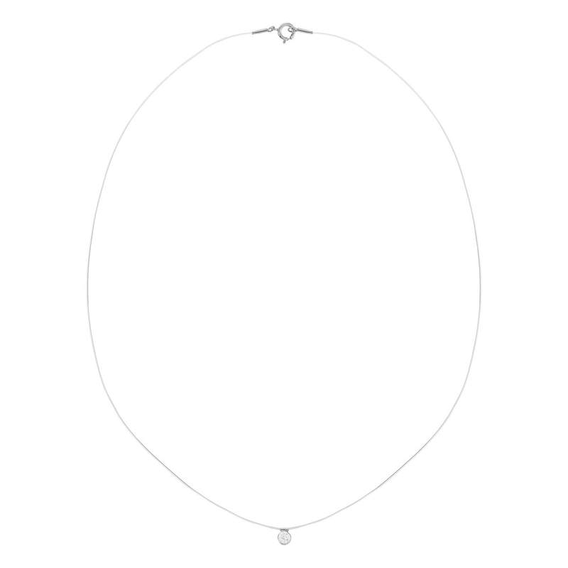 Pendentif or 375 blanc zirconia fil nylon. long. 40.5 cm - vue 2