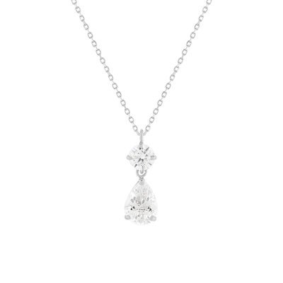 Collier or 375 blanc zirconias blancs 45 cm - vue 1