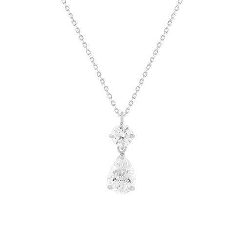 Collier or 375 blanc zirconias blancs 45 cm