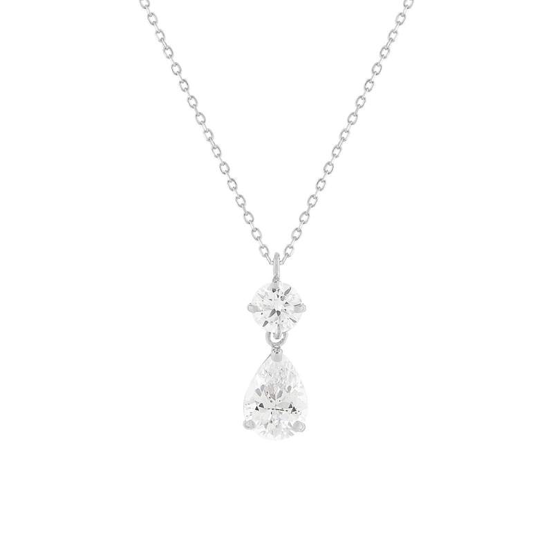 Collier or 375 blanc zirconias blancs 45 cm - vue 1