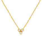 Collier or 375 jaune zirconias blancs 45 cm - vue 1