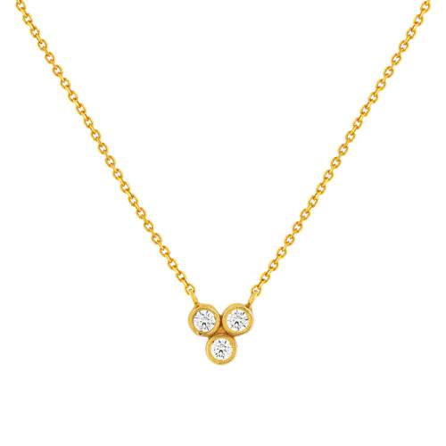 Collier or 375 jaune zirconias blancs 45 cm