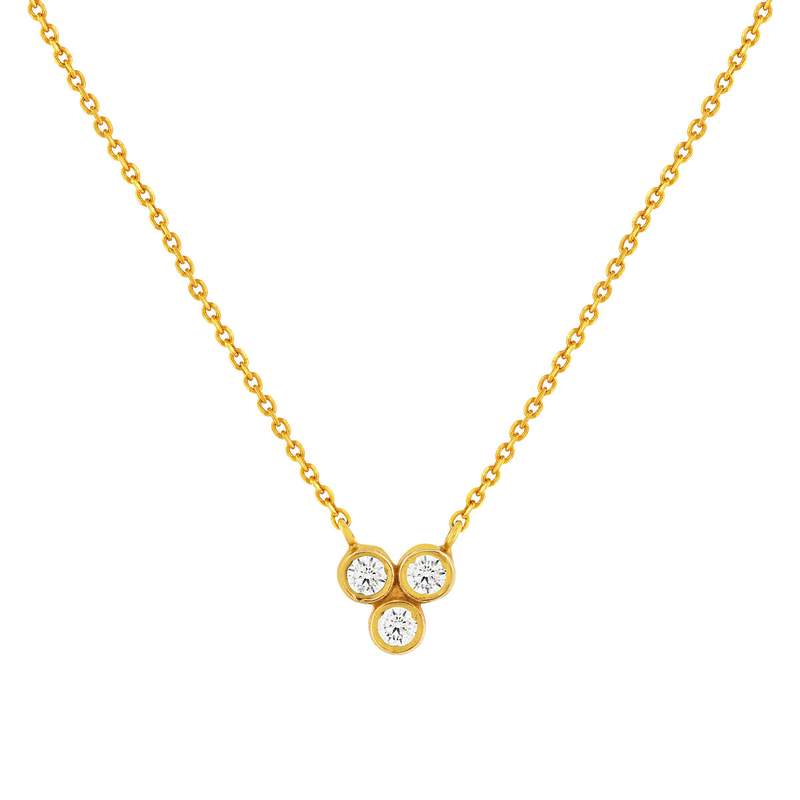 Collier or 375 jaune zirconias blancs 45 cm - vue 1