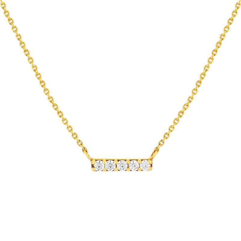 Collier or 375 jaune zirconias blancs 45 cm - vue 1