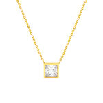 Collier or 375 jaune zirconias blancs 45 cm - vue 1