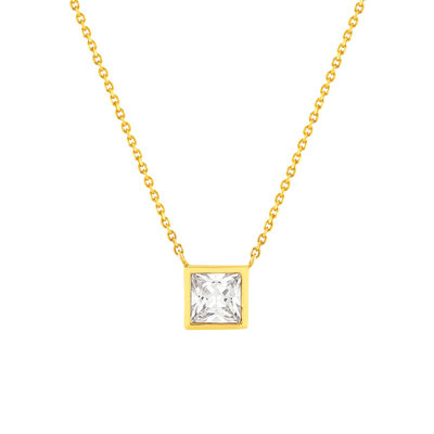 Collier or 375 jaune zirconias blancs 45 cm