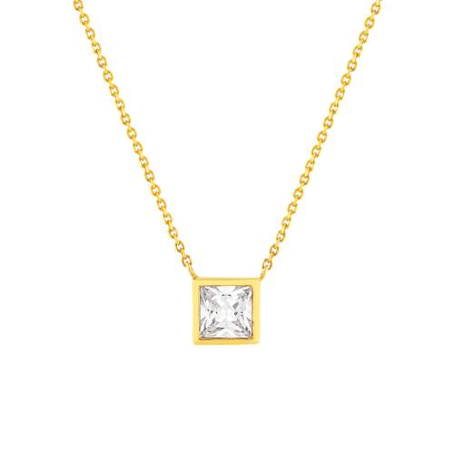 Collier or 375 jaune zirconias blancs 45 cm