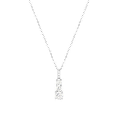 Collier or 375 blanc zirconias blancs 45 cm - vue 1