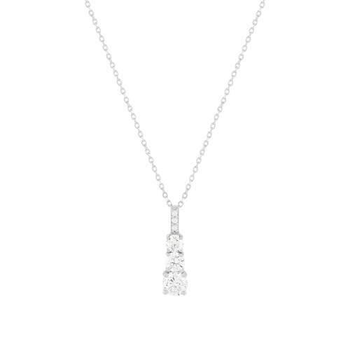 Collier or 375 blanc zirconias blancs 45 cm