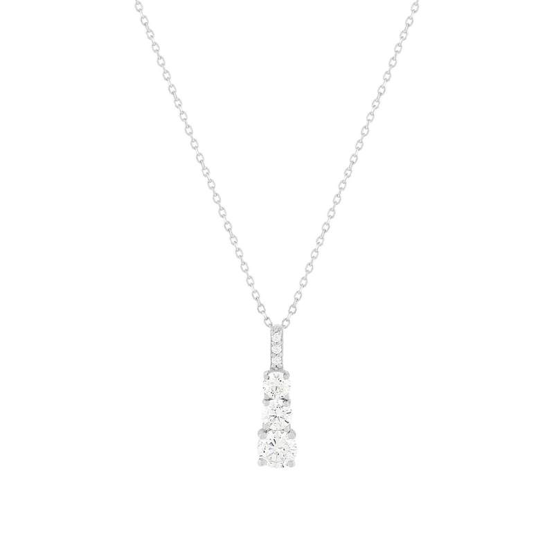 Collier or 375 blanc zirconias blancs 45 cm - vue 1